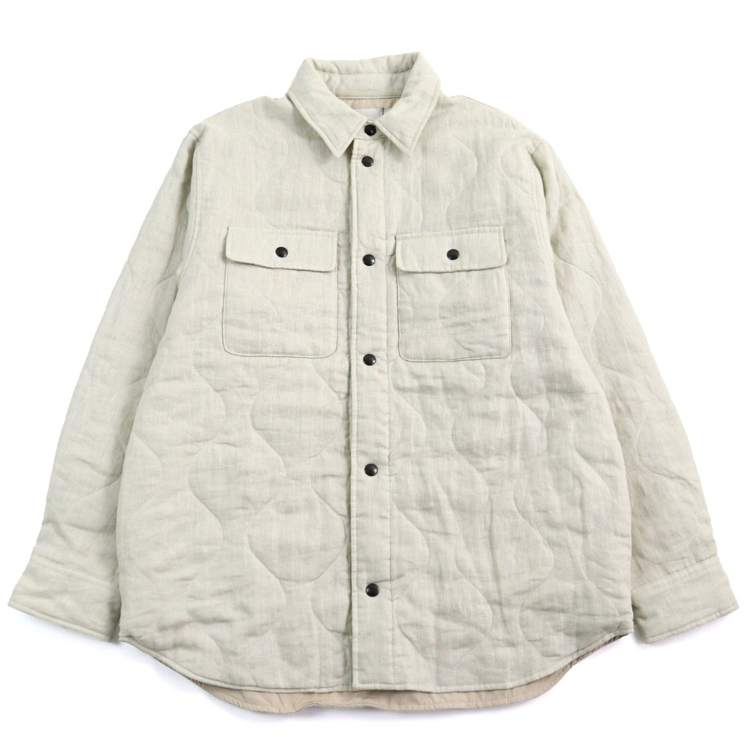 Pristine BackSideClub Jacket Back logo print quilted shirt beige cotton mens L