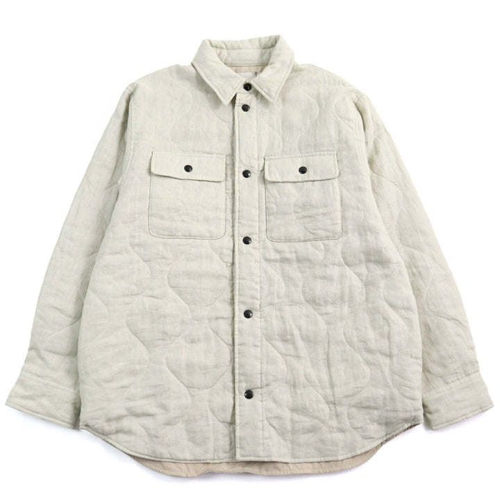 Pristine BackSideClub Jacket Back logo print quilted shirt beige cotton mens L