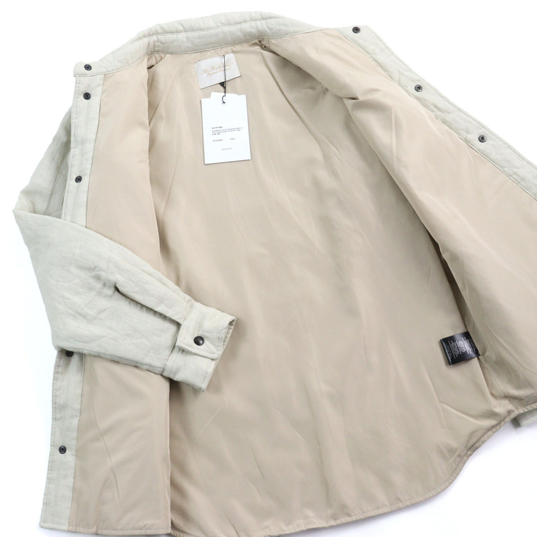 Pristine BackSideClub Jacket Back logo print quilted shirt beige cotton mens L