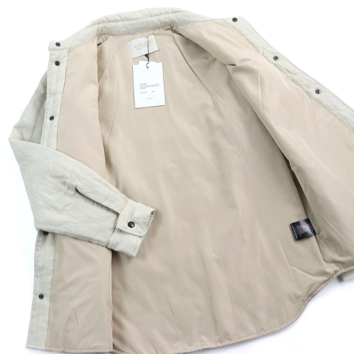 Pristine BackSideClub Jacket Back logo print quilted shirt beige cotton mens L