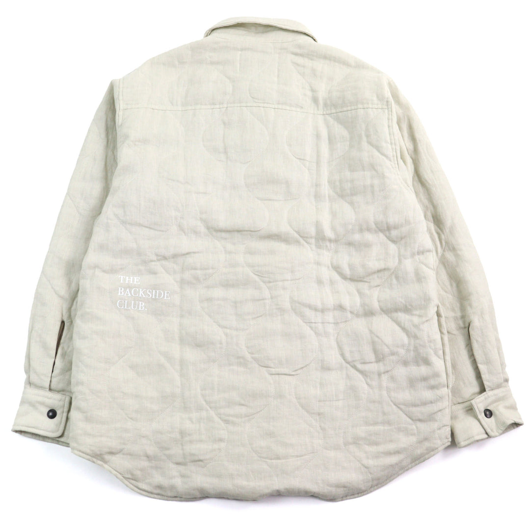 Pristine BackSideClub Jacket Back logo print quilted shirt beige cotton mens L
