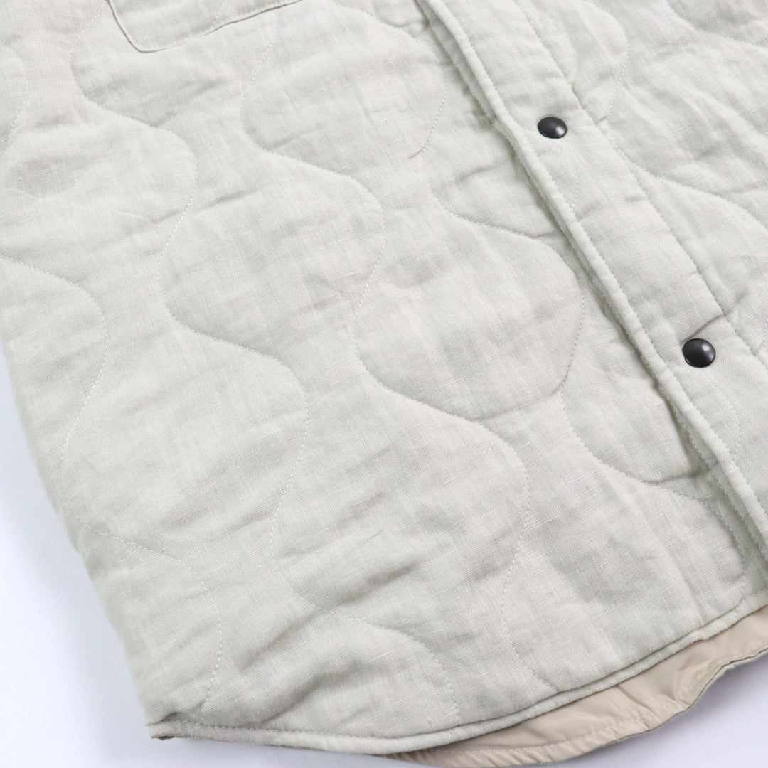 Pristine BackSideClub Jacket Back logo print quilted shirt beige cotton mens L