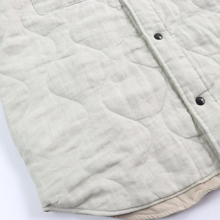 Pristine BackSideClub Jacket Back logo print quilted shirt beige cotton mens L