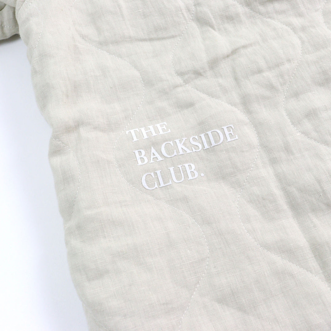 Pristine BackSideClub Jacket Back logo print quilted shirt beige cotton mens L