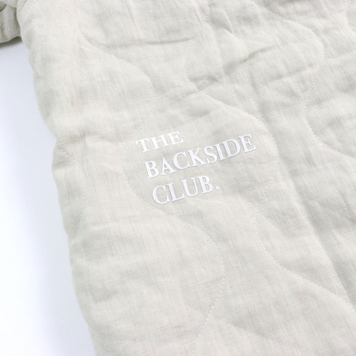 Pristine BackSideClub Jacket Back logo print quilted shirt beige cotton mens L