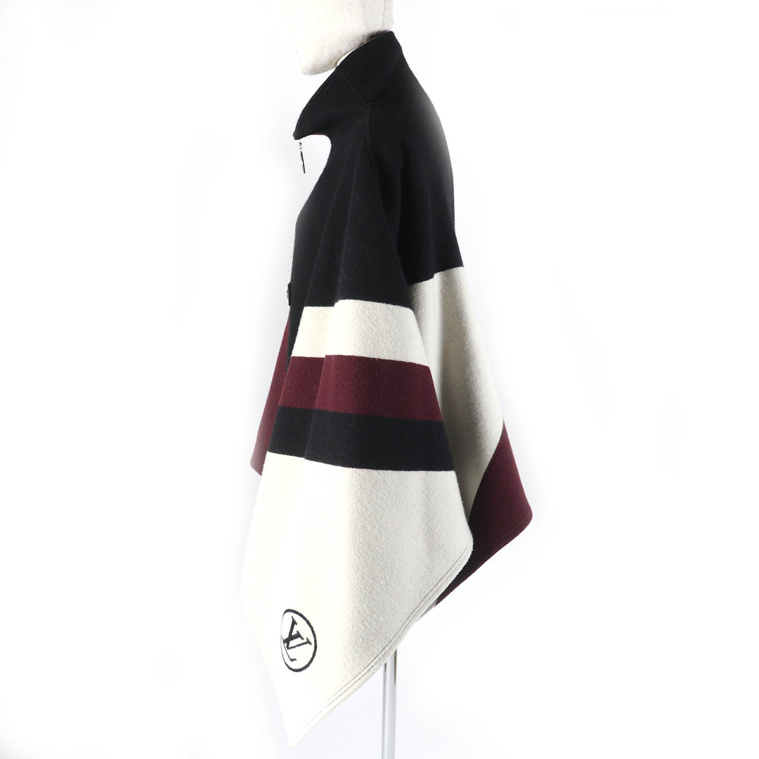 LOUIS VUITTON poncho ZIP UP Black Light Beige Bordeaux Women 34