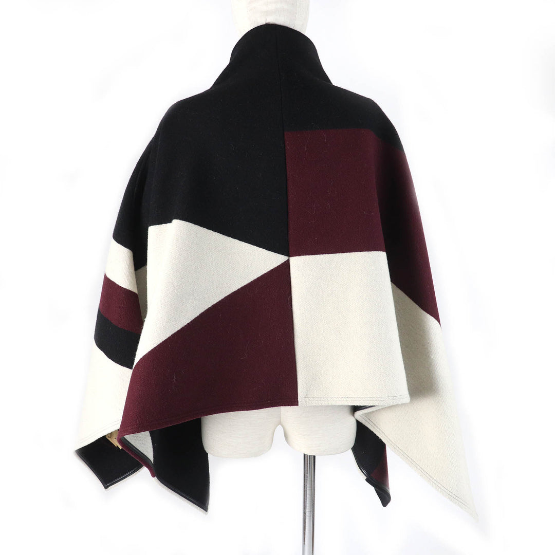 LOUIS VUITTON poncho ZIP UP Black Light Beige Bordeaux Women 34