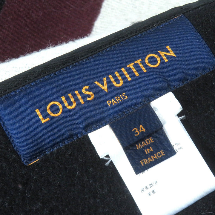 LOUIS VUITTON poncho ZIP UP Black Light Beige Bordeaux Women 34