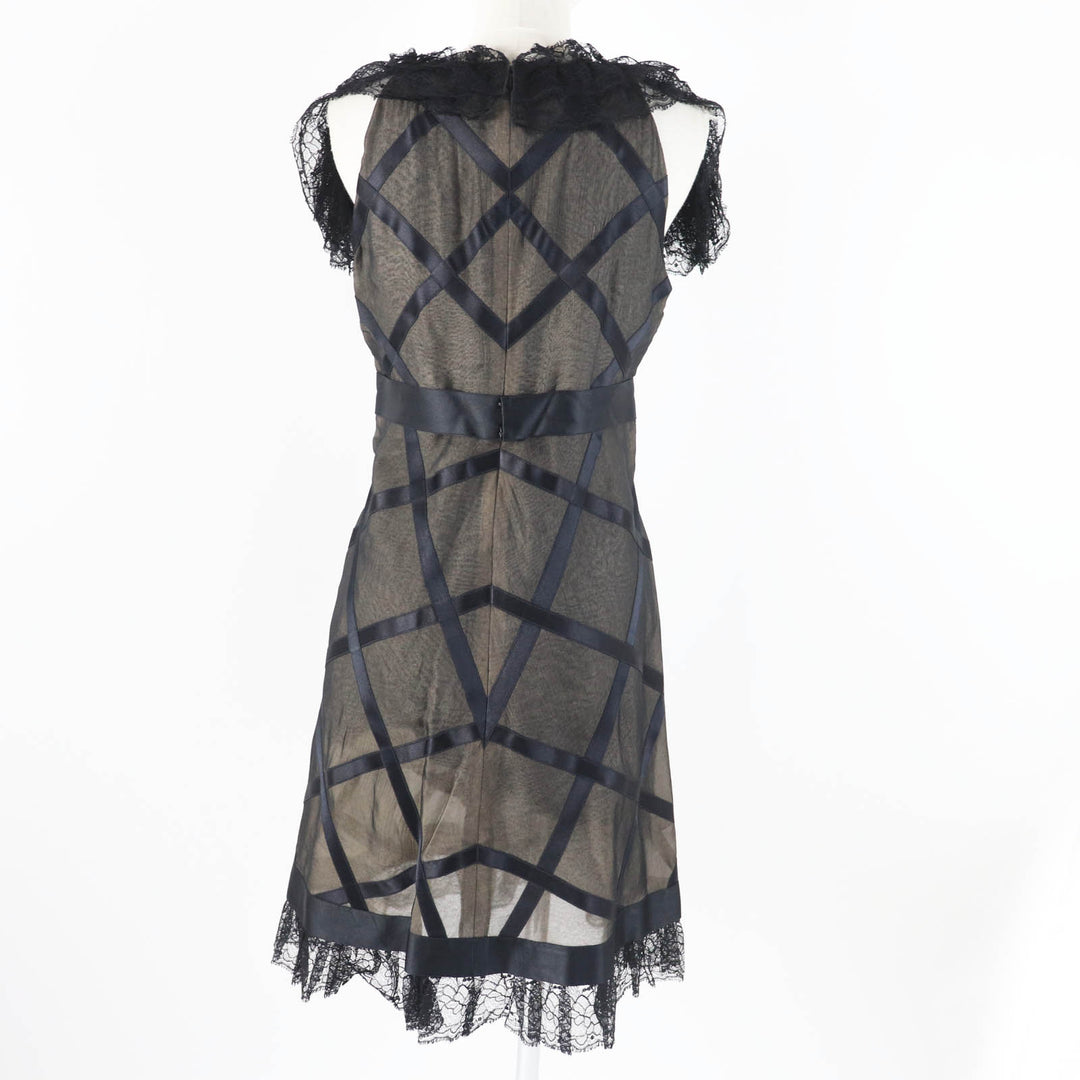 Great CHANEL one piece COCO Mark included, lace Black beige silk Women 38 07P