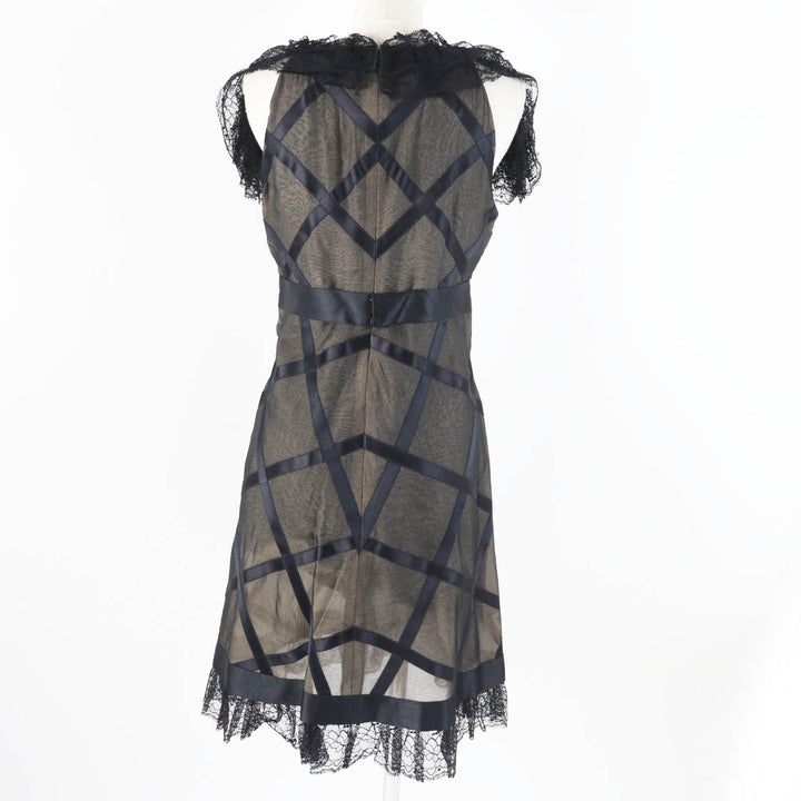 Great CHANEL one piece COCO Mark included, lace Black beige silk Women 38 07P