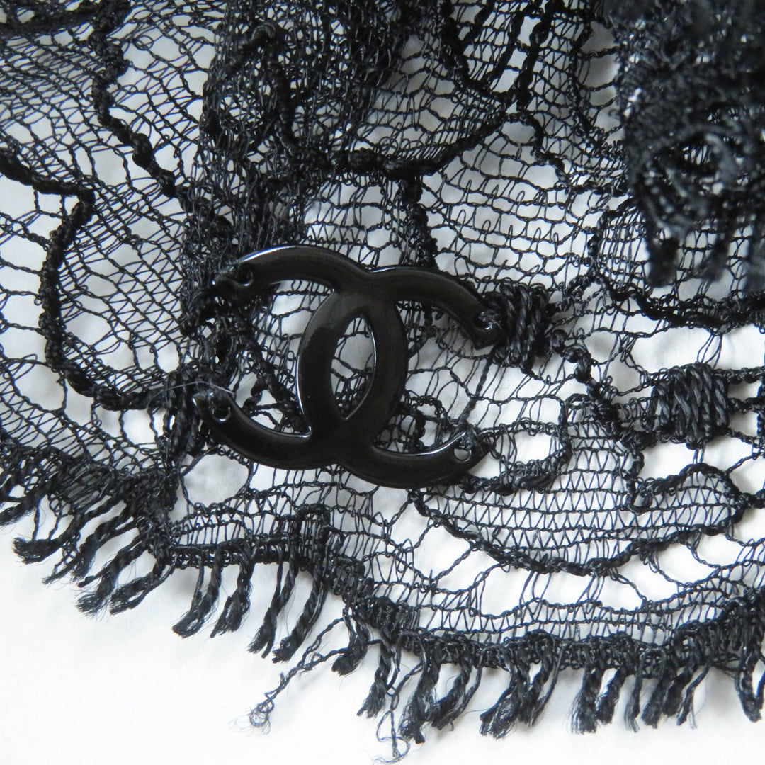 Great CHANEL one piece COCO Mark included, lace Black beige silk Women 38 07P