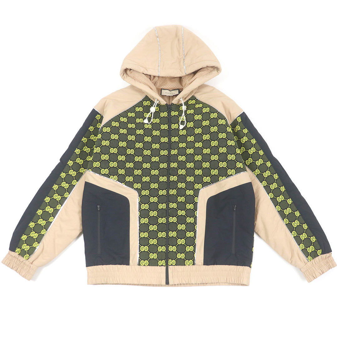 Pristine GUCCI Jacket GG jersey zip hoodie custom jacket beige Nylon mens M 752157