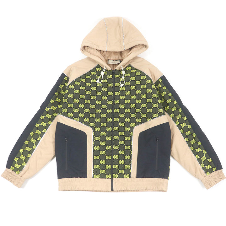 Pristine GUCCI Jacket GG jersey zip hoodie custom jacket beige Nylon mens M