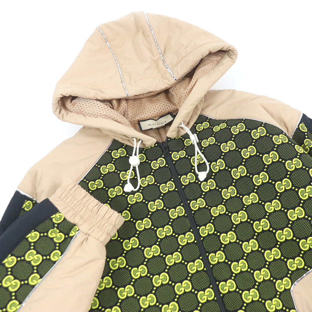 Pristine GUCCI Jacket GG jersey zip hoodie custom jacket beige Nylon mens M