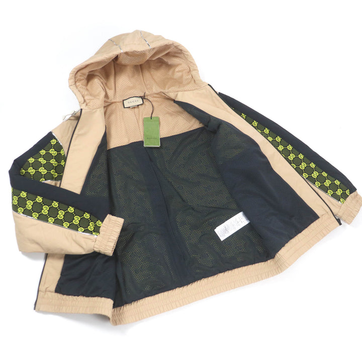 Pristine GUCCI Jacket GG jersey zip hoodie custom jacket beige Nylon mens M 752157