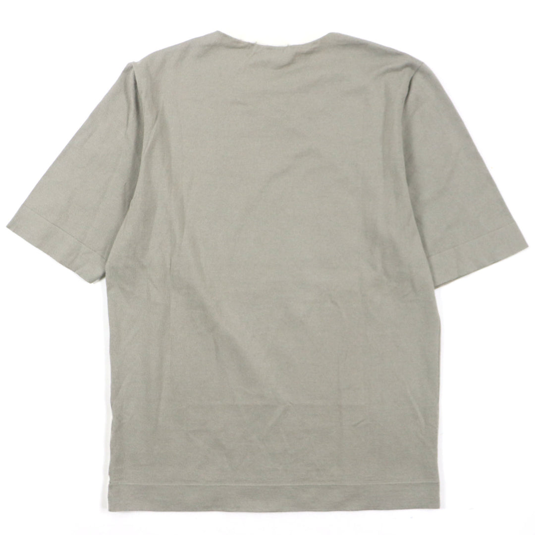 Great HERMES Short sleeve knit bicolor short sleeve thermal knit Ivory gray mens