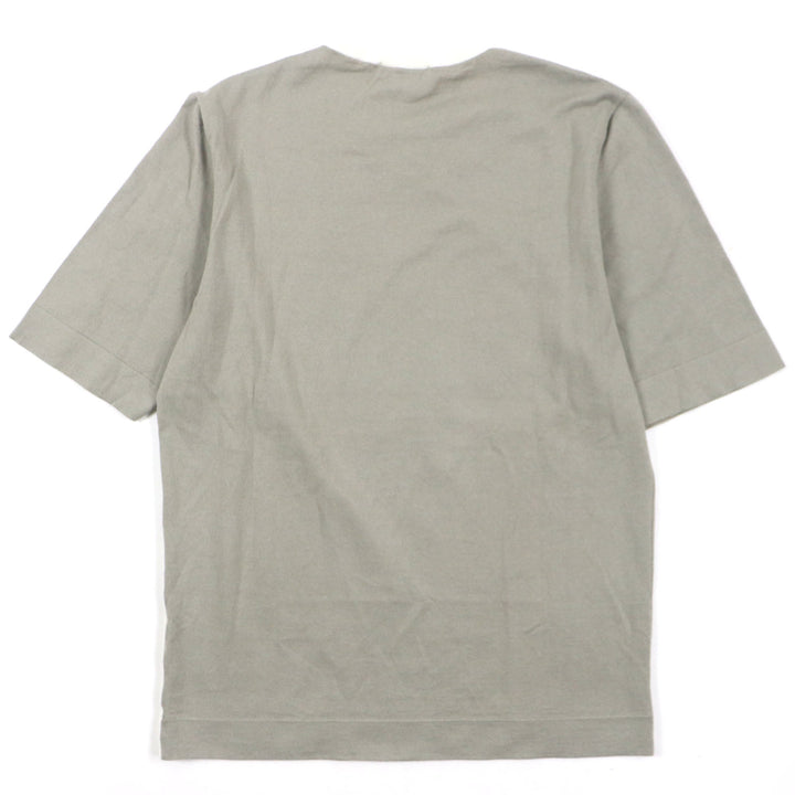 Great HERMES Short sleeve knit bicolor short sleeve thermal knit Ivory gray mens