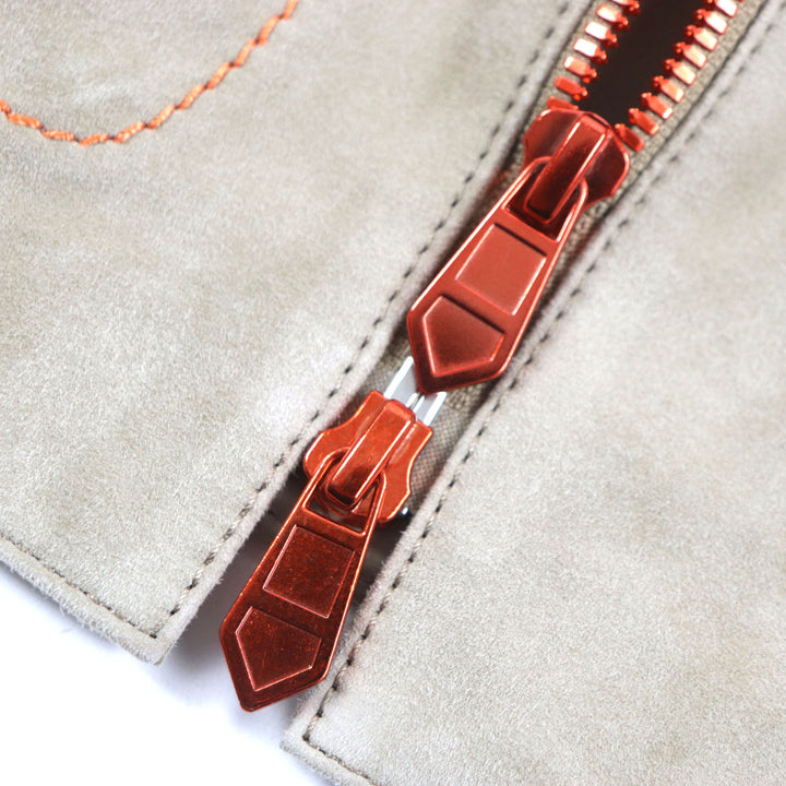 Great HERMES Jacket Rare reindeer skin hoodie Beige orange Reindeer leather mens 44