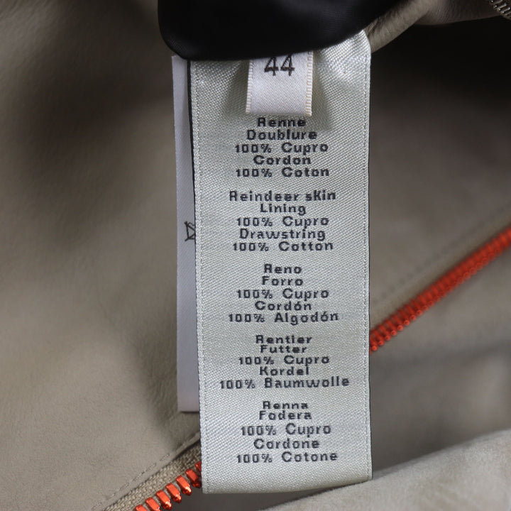 Great HERMES Jacket Rare reindeer skin hoodie Beige orange Reindeer leather mens 44