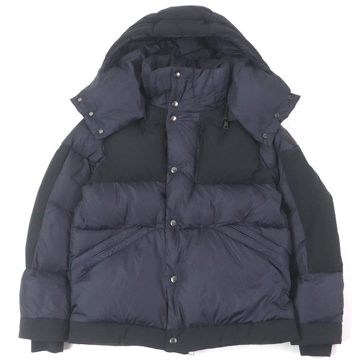 Great MONCLER Down jacket JOFFE GIUBBOTTO Large Logo Rubber Patch Hooded Navy 0