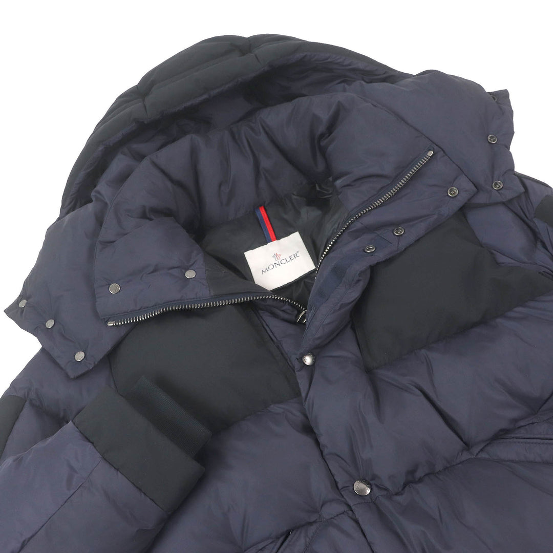 Great MONCLER Down jacket JOFFE GIUBBOTTO Large Logo Rubber Patch Hooded Navy 0
