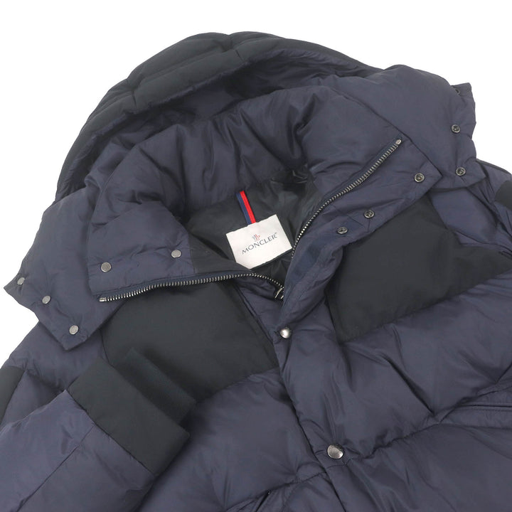 Great MONCLER Down jacket JOFFE GIUBBOTTO Large Logo Rubber Patch Hooded Navy 0