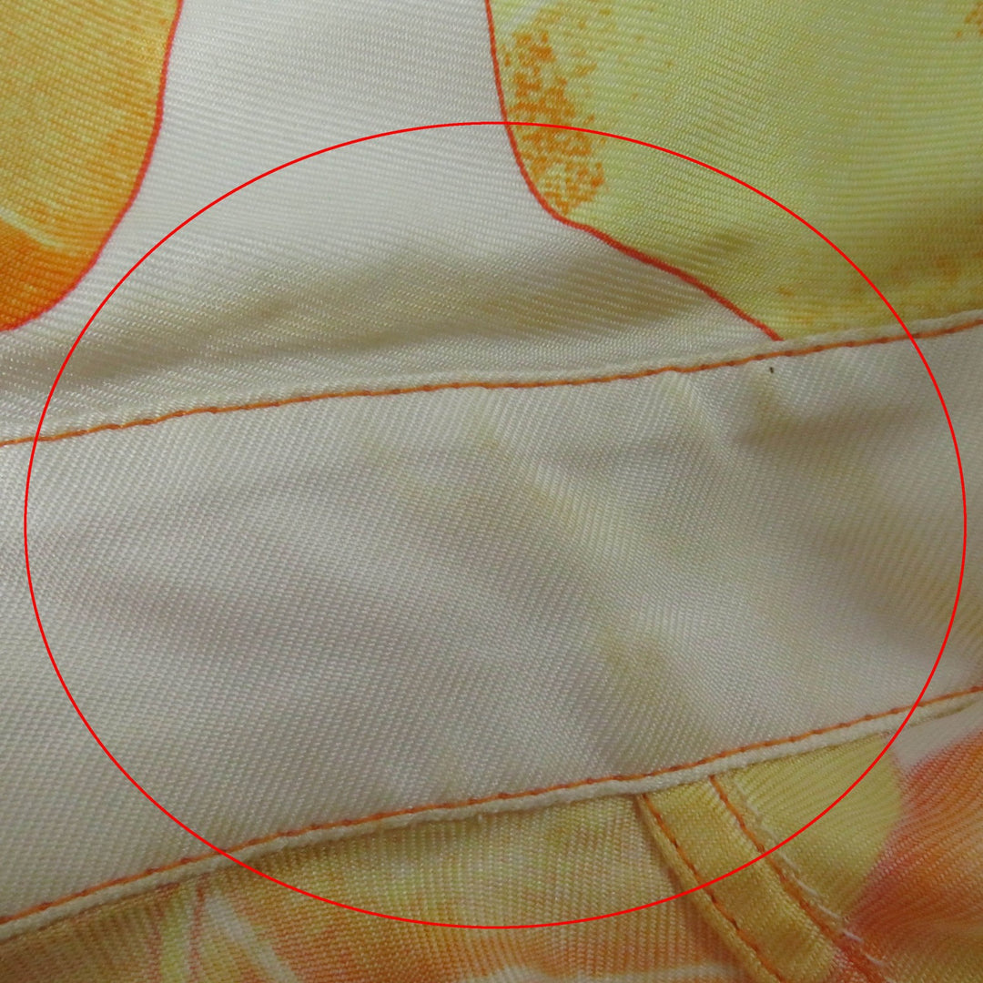 Very Good HERMES tops Les Capucines Orange Yellow silk Women 34