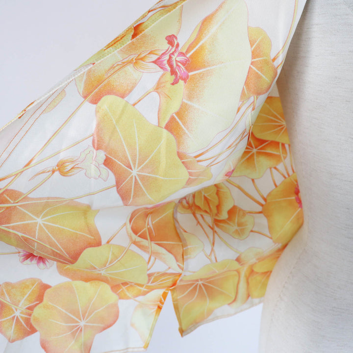 Very Good HERMES tops Les Capucines Orange Yellow silk Women 34