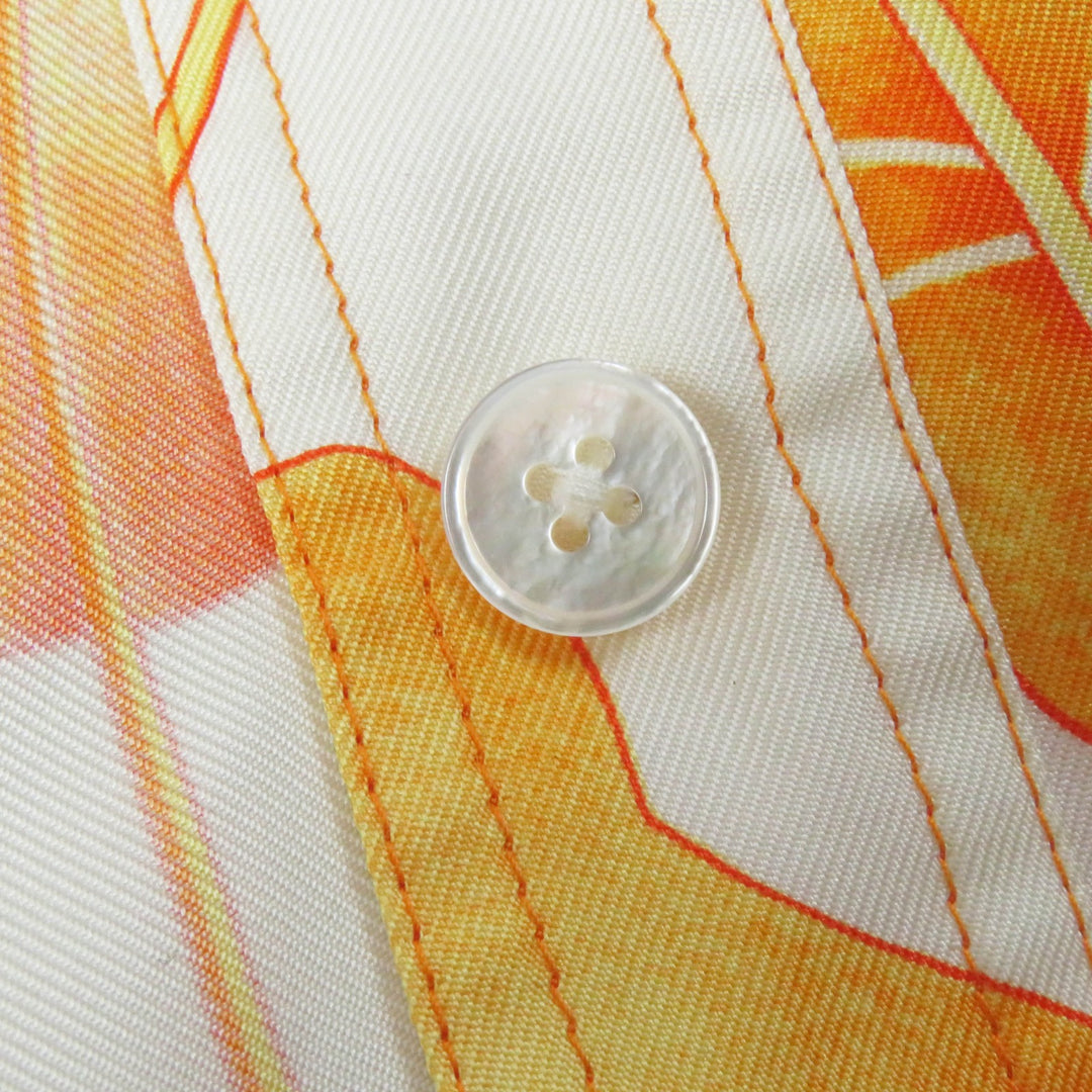 Very Good HERMES tops Les Capucines Orange Yellow silk Women 34