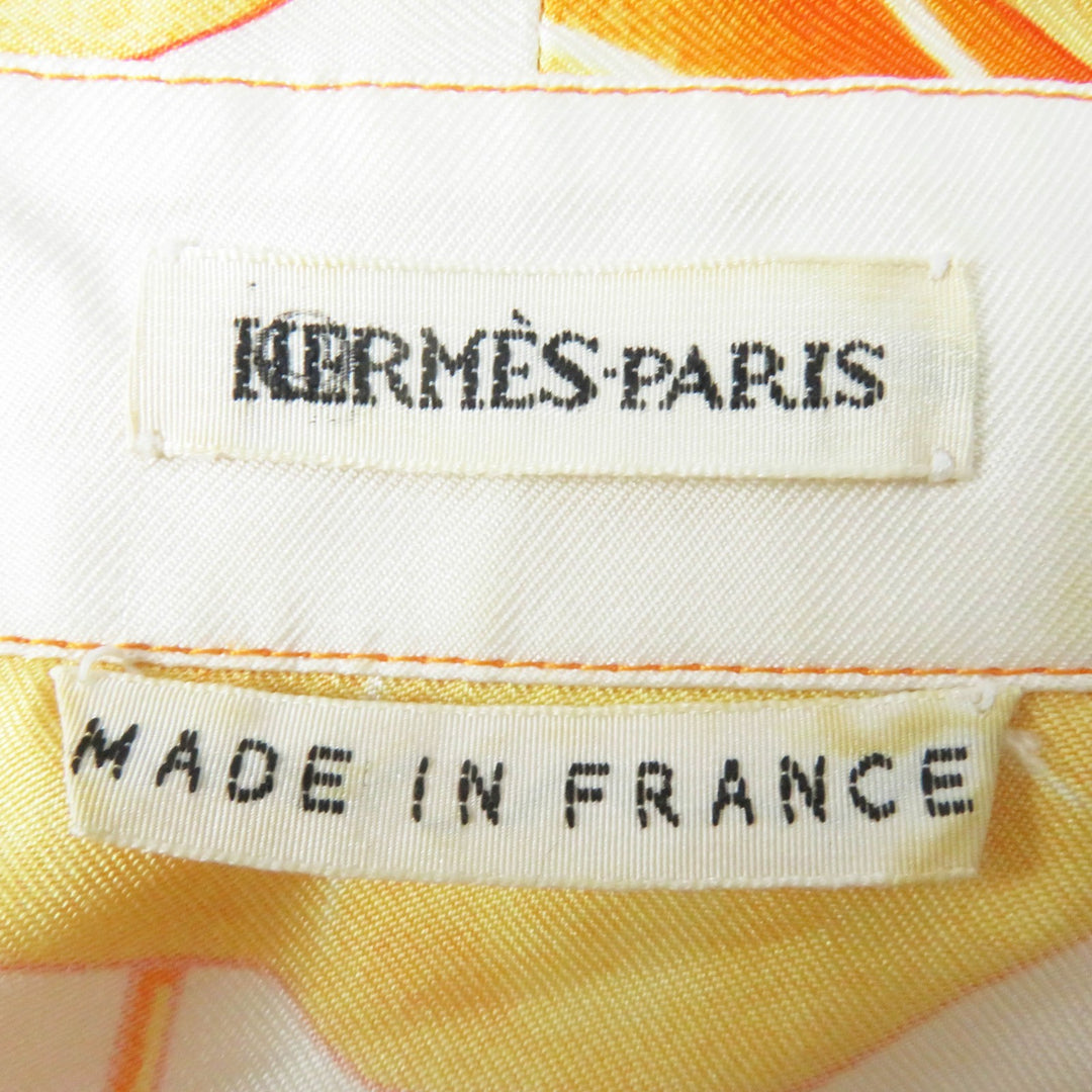 Very Good HERMES tops Les Capucines Orange Yellow silk Women 34