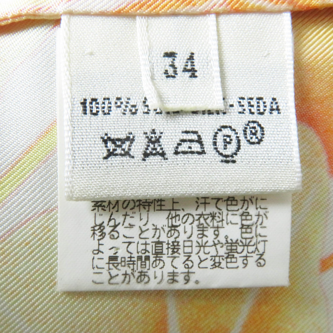Very Good HERMES tops Les Capucines Orange Yellow silk Women 34