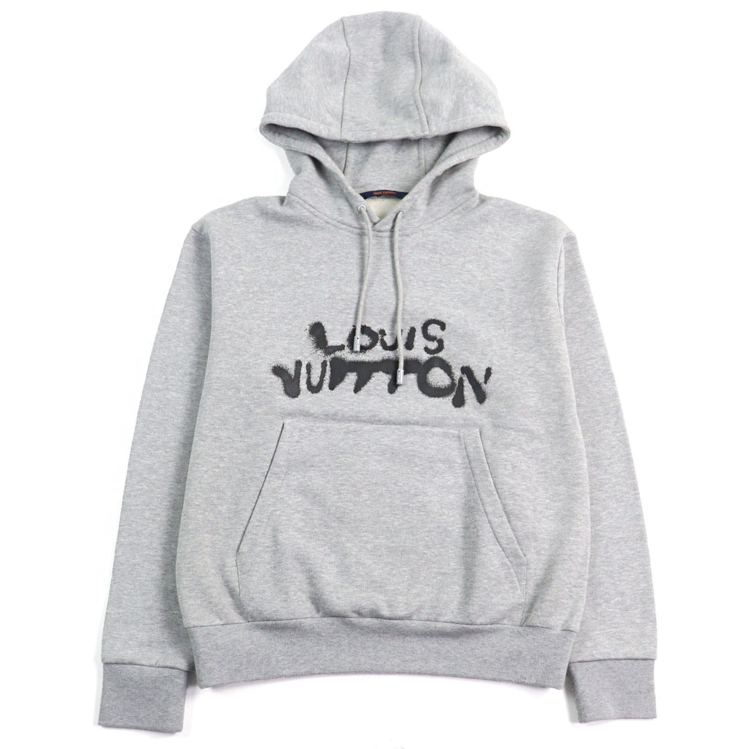 Great LOUIS VUITTON Parker Logo Print Neon Working Man Pullover Gray mens XS