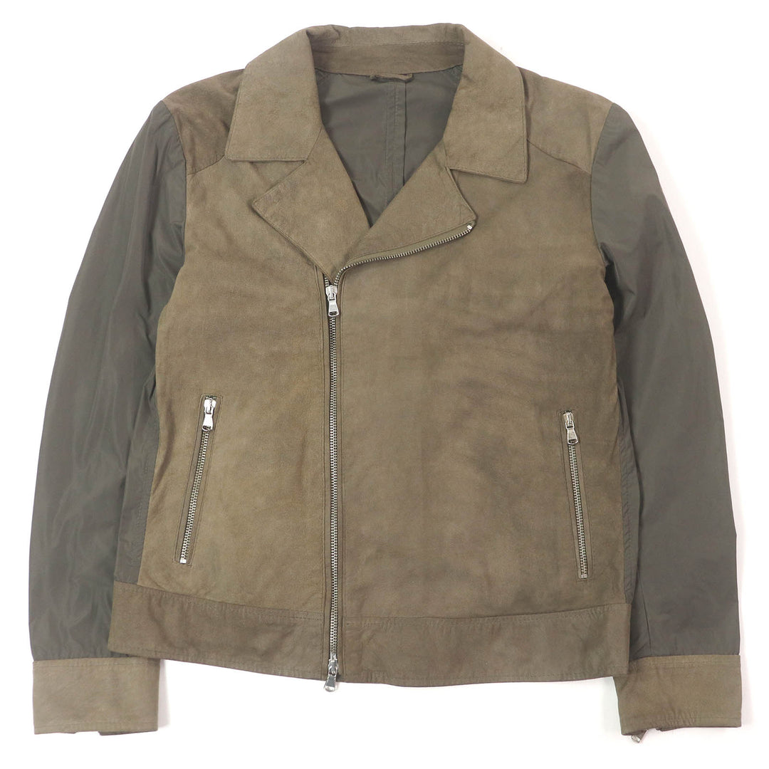Very Good EMMETI Leather jacket Nylon Switching Suede khaki polyester mens 46