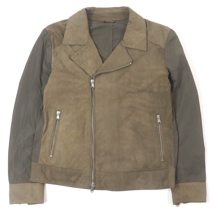 Very Good EMMETI Leather jacket Nylon Switching Suede khaki polyester mens 46