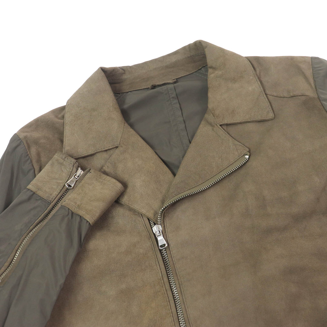Very Good EMMETI Leather jacket Nylon Switching Suede khaki polyester mens 46