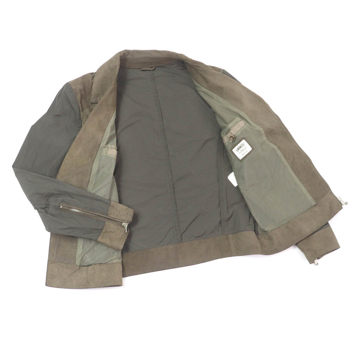 Very Good EMMETI Leather jacket Nylon Switching Suede khaki polyester mens 46
