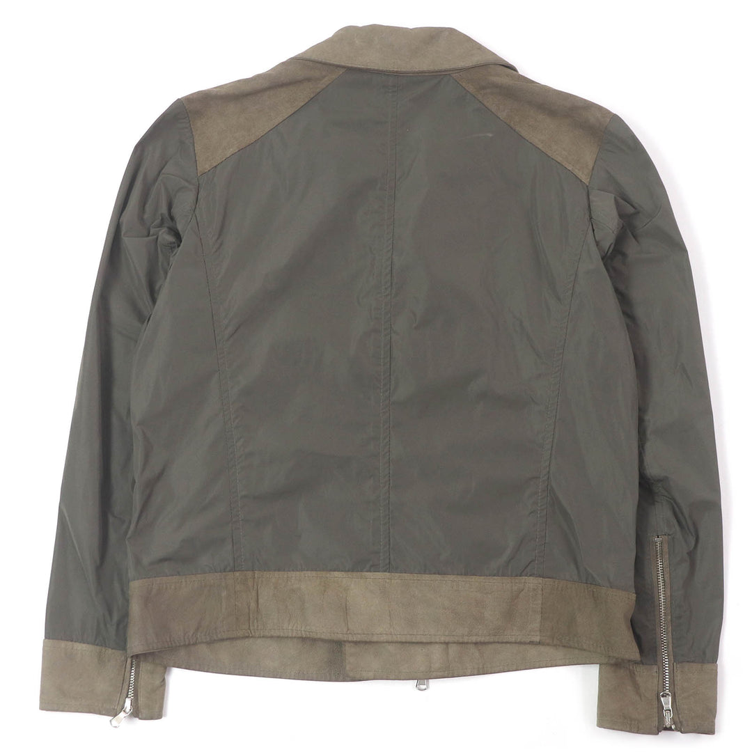 Very Good EMMETI Leather jacket Nylon Switching Suede khaki polyester mens 46