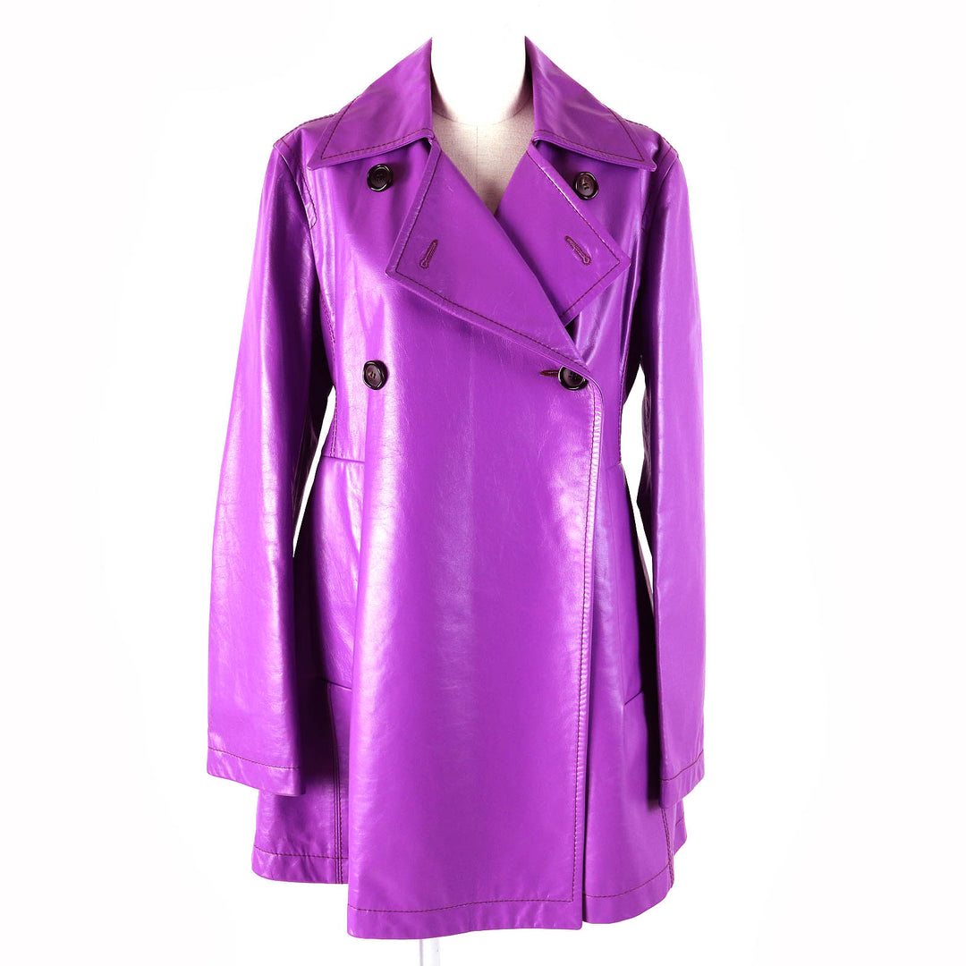 Excellent MARNI Leather coat Cow leather purple Cowhide Women 42