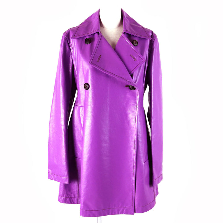 Excellent MARNI Leather coat Cow leather purple Cowhide Women 42