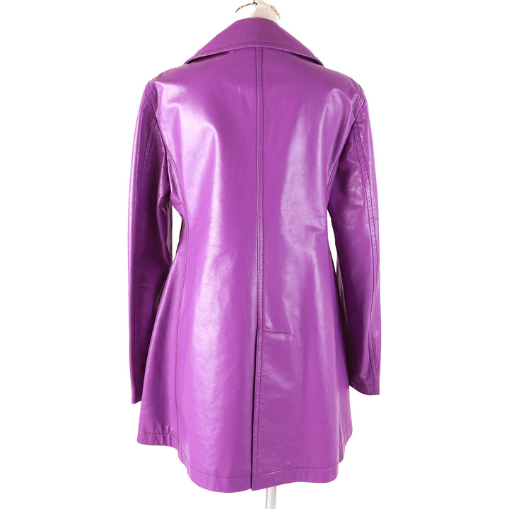 Excellent MARNI Leather coat Cow leather purple Cowhide Women 42
