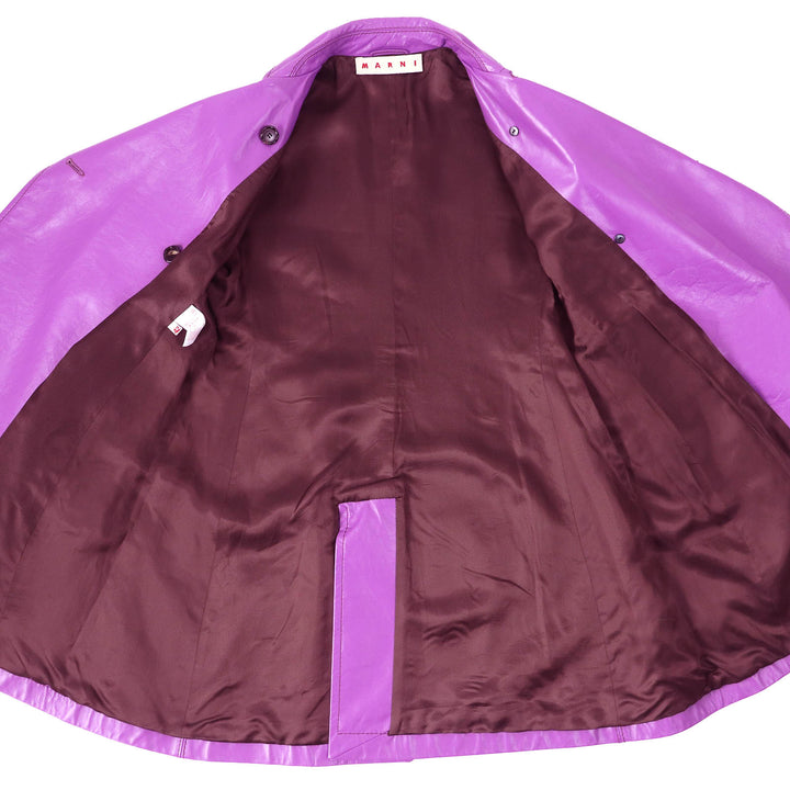 Excellent MARNI Leather coat Cow leather purple Cowhide Women 42