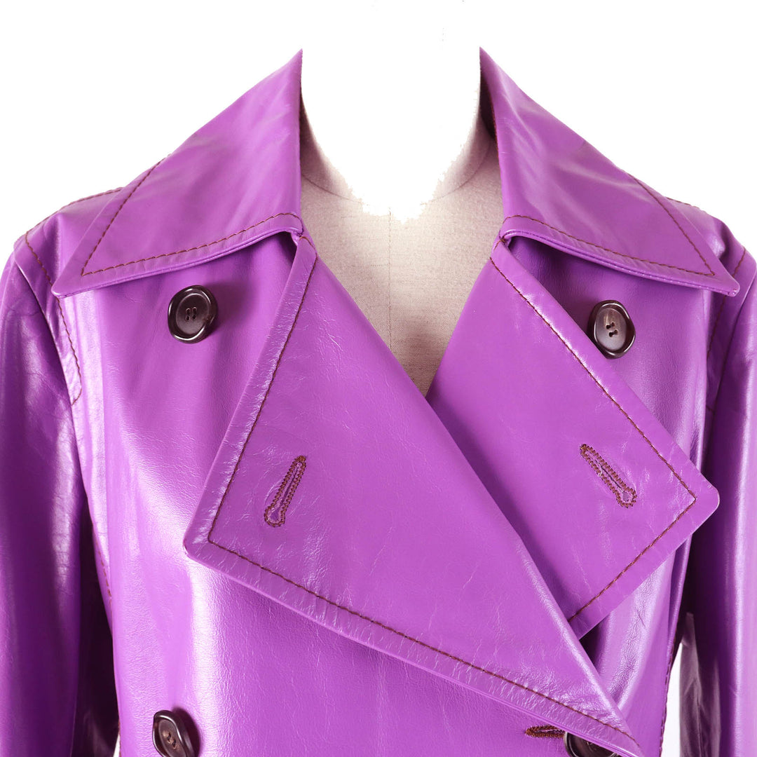 Excellent MARNI Leather coat Cow leather purple Cowhide Women 42