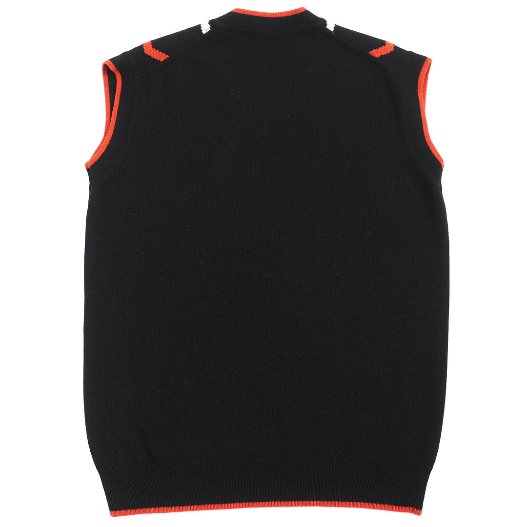 Great Plan C Best Rhombus Intarsia Logo embroidered V-neck knit Black mens 38