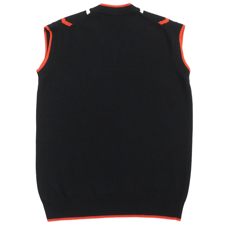 Great Plan C Best Rhombus Intarsia Logo embroidered V-neck knit Black mens 38