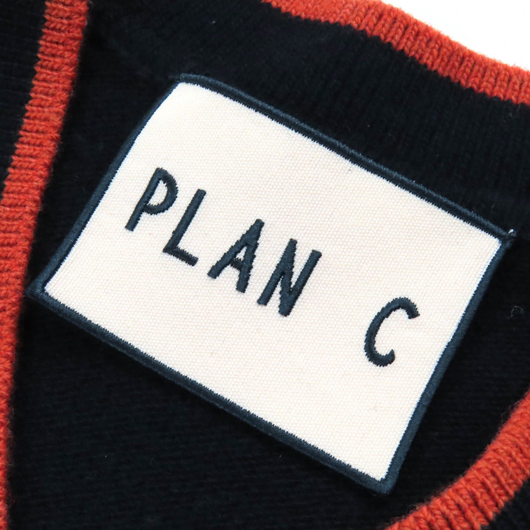 Great Plan C Best Rhombus Intarsia Logo embroidered V-neck knit Black mens 38
