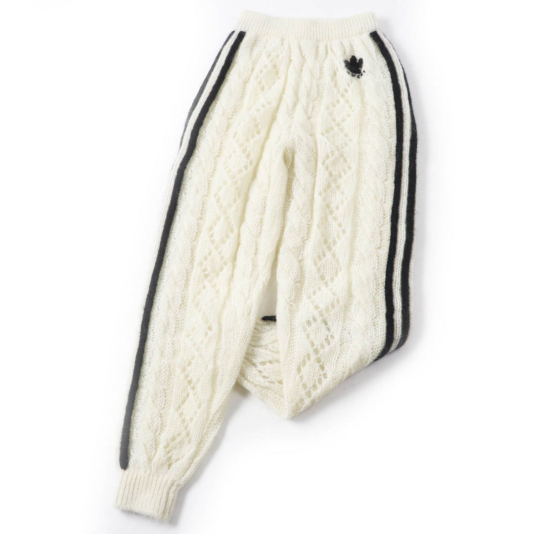 Excellent GUCCI×adidas Pants Trefoil embroidered knit long White black Women XXS 721504