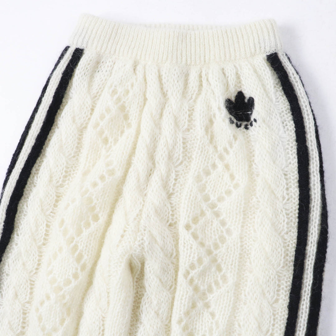 Excellent GUCCI×adidas Pants Trefoil embroidered knit long White black Women