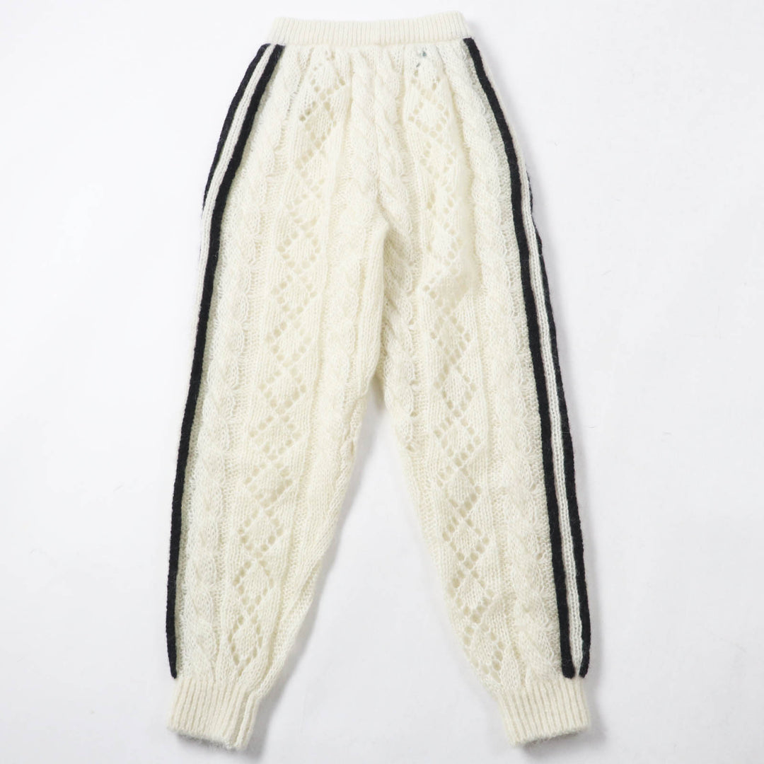 Excellent GUCCI×adidas Pants Trefoil embroidered knit long White black Women