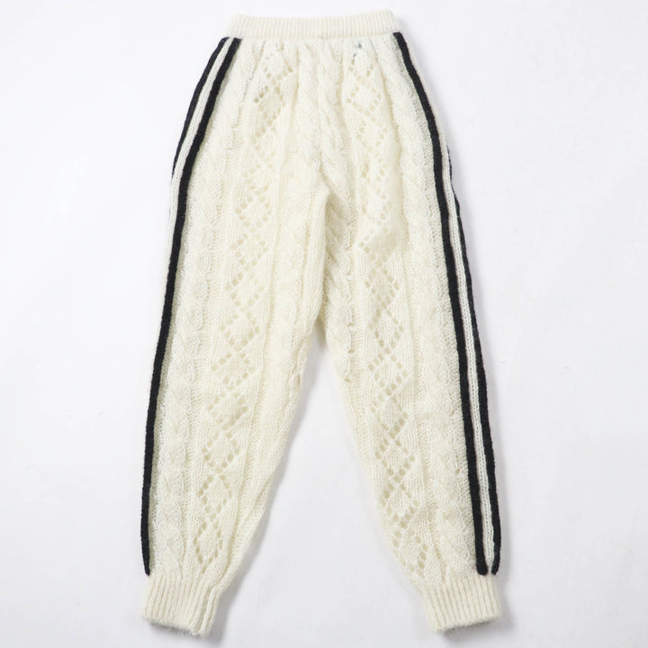Excellent GUCCI×adidas Pants Trefoil embroidered knit long White black Women
