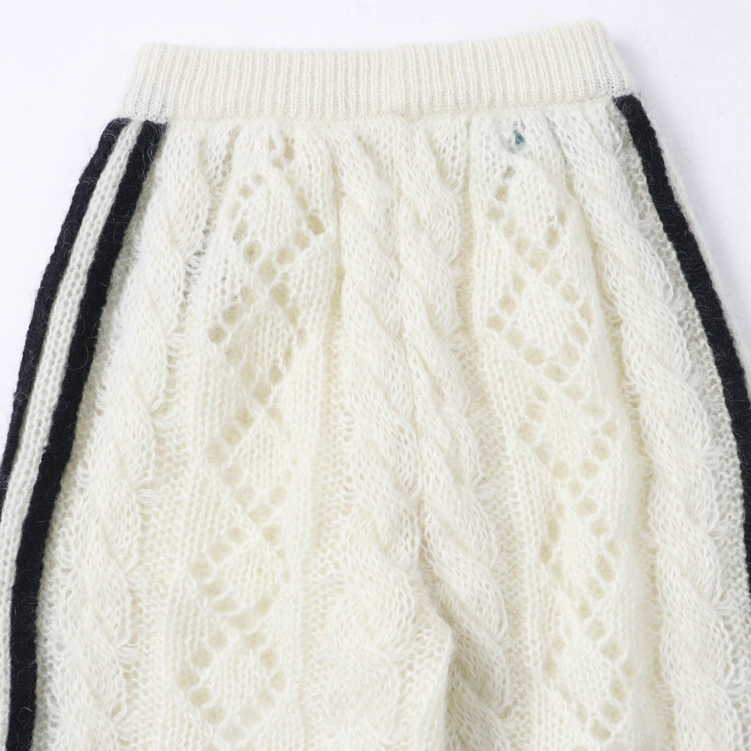 Excellent GUCCI×adidas Pants Trefoil embroidered knit long White black Women XXS 721504